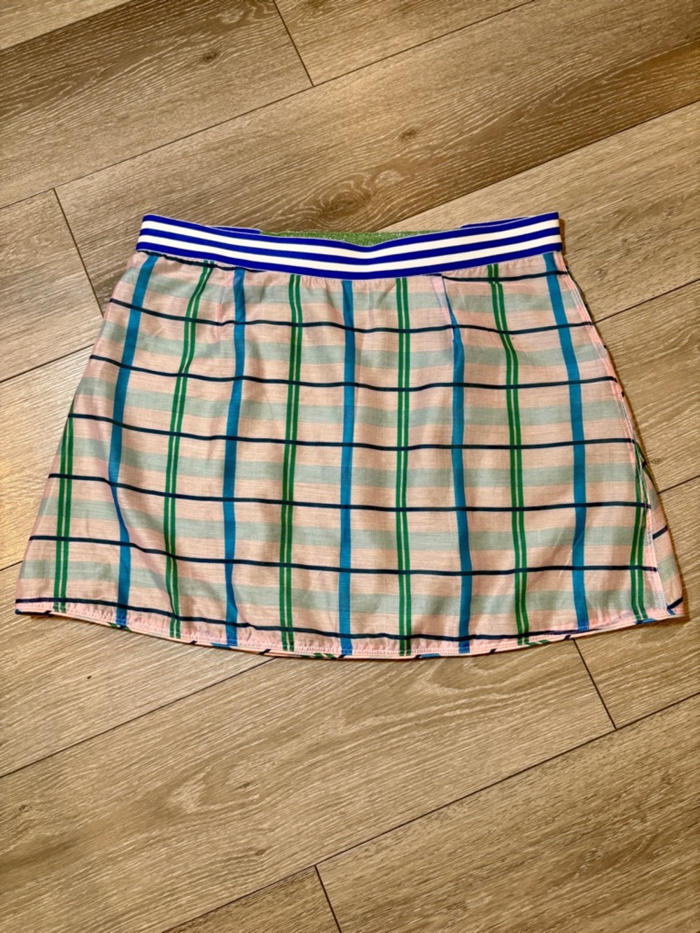 Buru Pink and Green Metallic Reversible Tennis Skirt Size Large - Picture 2 of 7